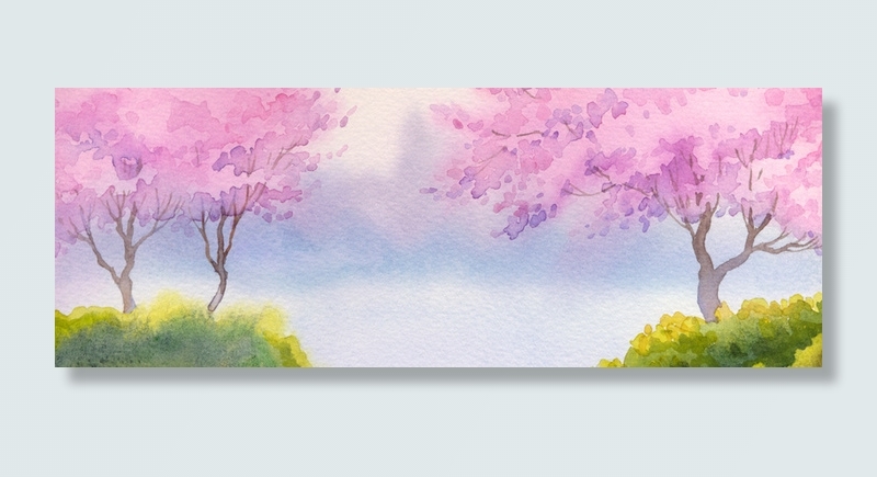春天风景水彩画高清