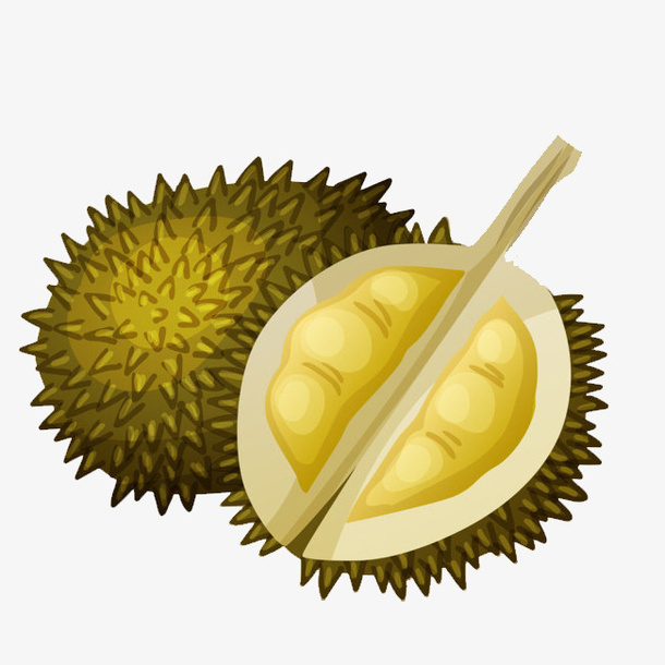 手绘卡通泰国榴莲插图装饰画免抠