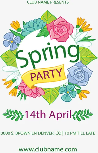 浪漫花朵春天派对免抠