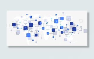 科技蓝色线条方框连接免抠