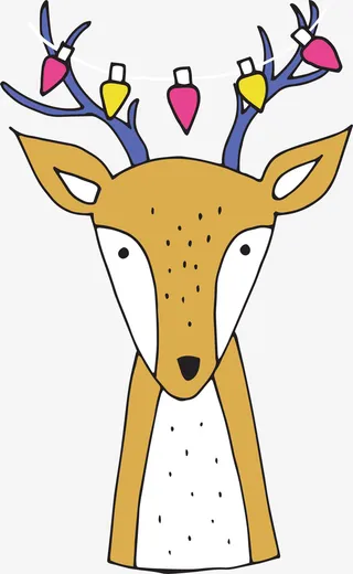 卡通手绘梅花鹿免抠