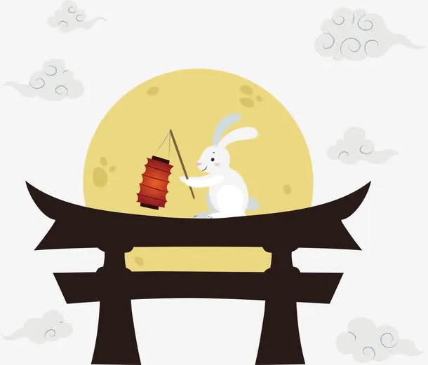 拿着灯笼的玉兔免抠