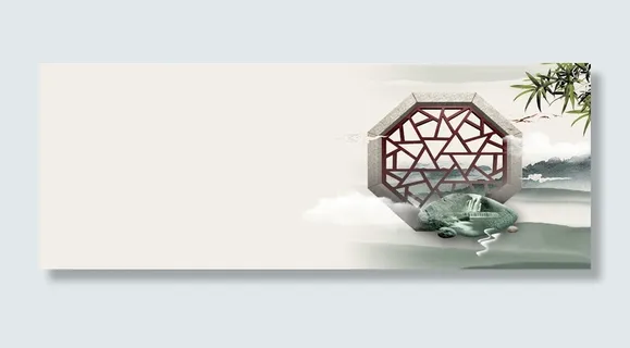 手绘简约苏州园林背景高清