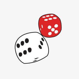 红白双色骰子手绘插画免抠