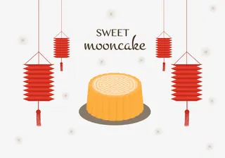 中秋节月饼灯笼logo免抠