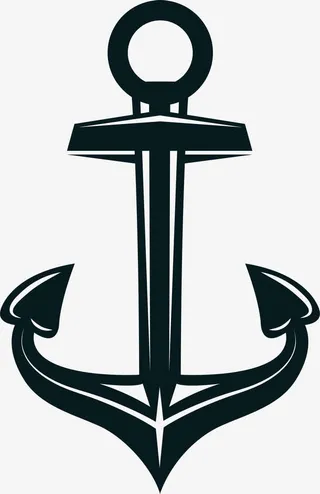 手绘绿色船锚圆圈免抠