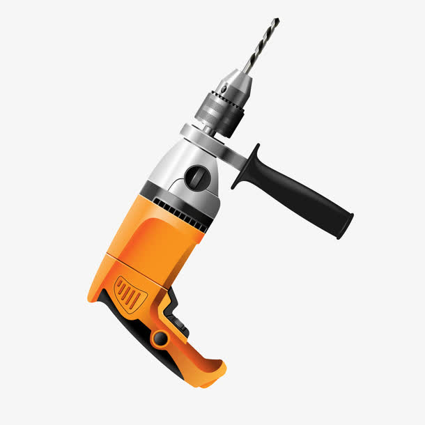 橘黄色装修工具电钻免抠