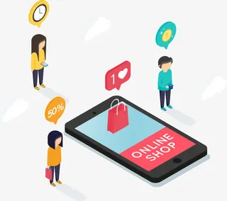 矢量手绘手机商城免抠