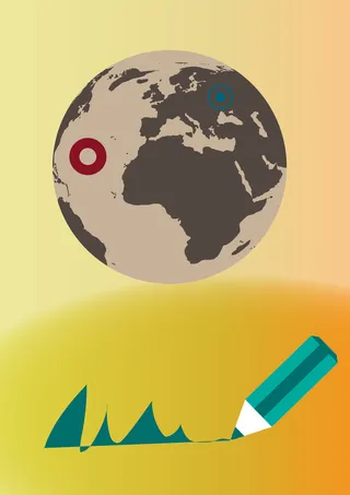 手绘铅笔地球商务黄色渐变封面背景高清