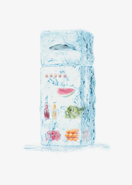创意冰块中的水果免抠