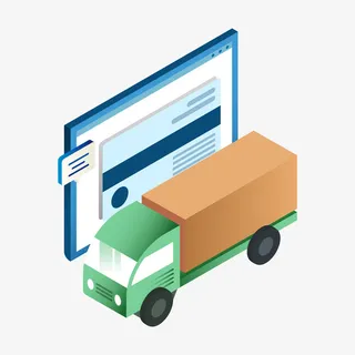 卡通风在线订单物流配送免抠