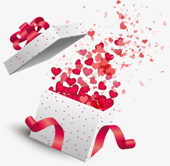 浪漫七夕效果礼盒剪纸免抠