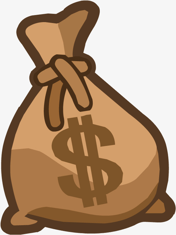 手绘金币袋免抠