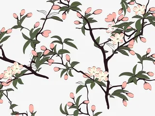 手绘植物花卉印花面料材质透明p免抠