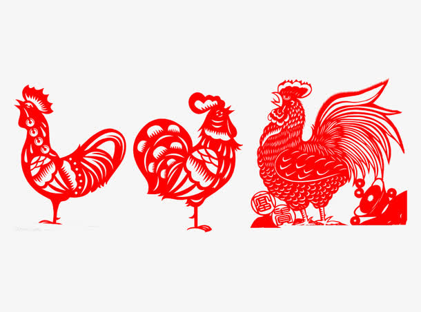鸡年鸡的剪纸画图免抠