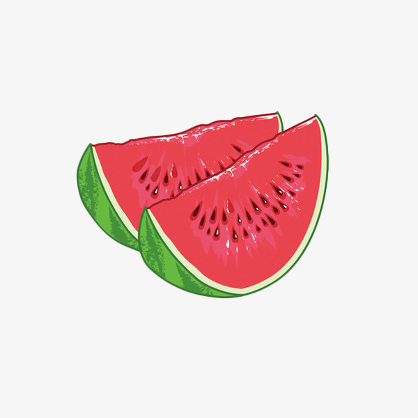 手绘两片西瓜免抠