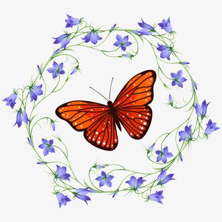 可爱小清新装饰海报装饰花环和蝴免抠