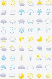 手绘简洁天气图标免抠