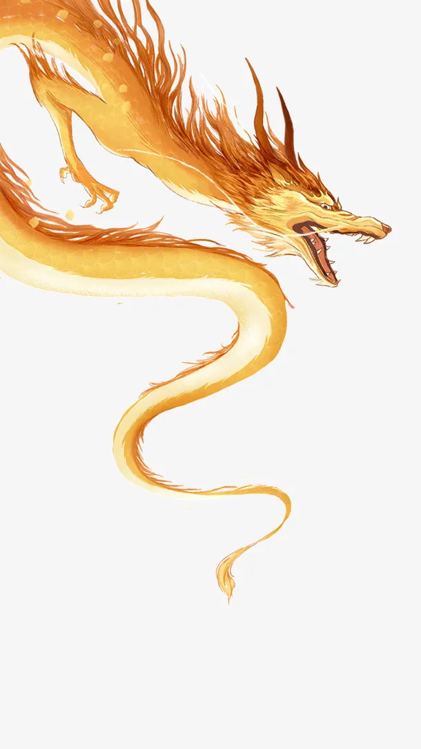 中国风插画龙金龙免抠