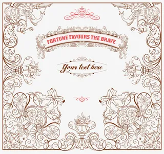 红色古典花纹矢量免抠