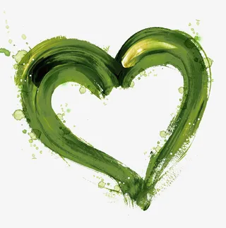 绿色晕染镂空心形免抠