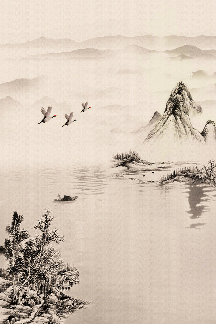 中国风水墨画古韵平面广告高清