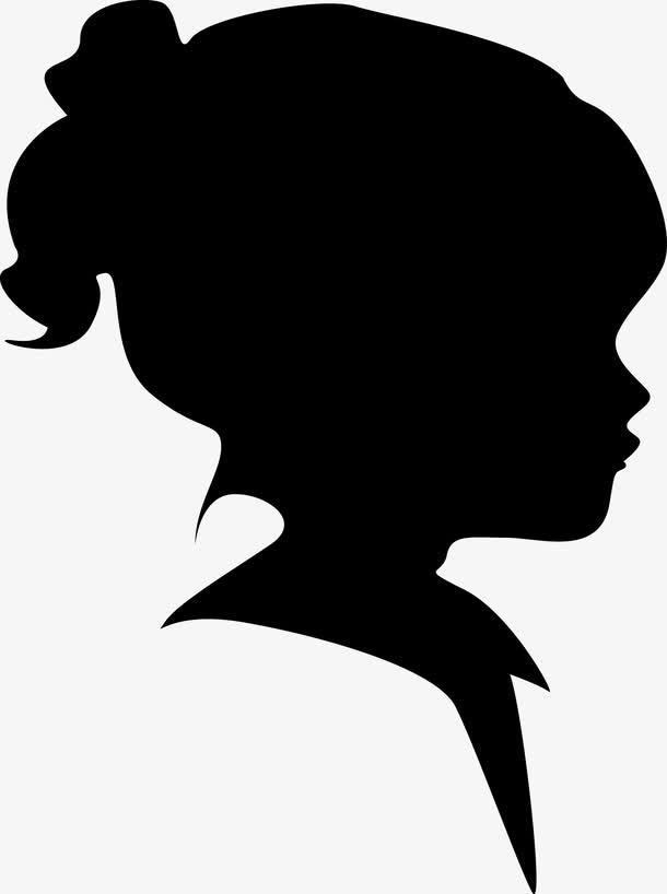 卡通小女孩头部剪影图免抠