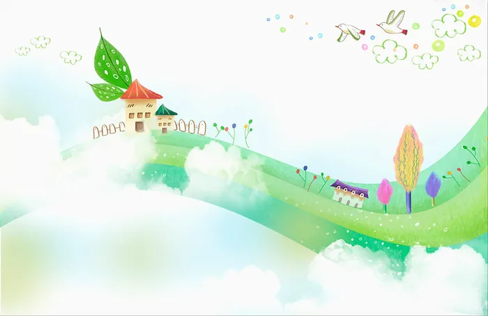 手绘卡通风景背景素材高清