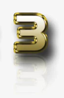 黄金质感字母数字3免抠