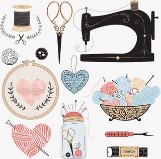 手工缝纫元素矢量素材下载,免抠