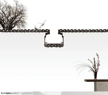 黑白国画园林建筑背景高清 黑白国画园林建筑背景高清