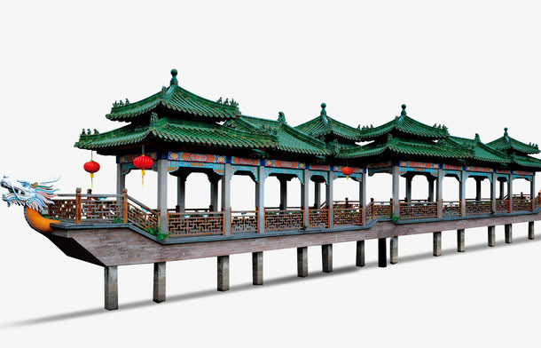 中式长廊免抠