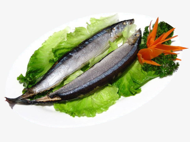 烧烤碳烤秋刀鱼干食材免抠