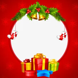 红色圣诞节贺卡边框免抠