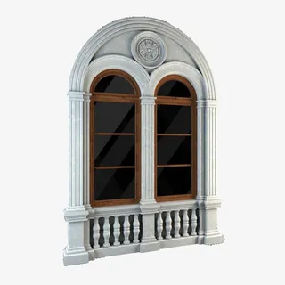 半椭圆欧式格子窗免抠