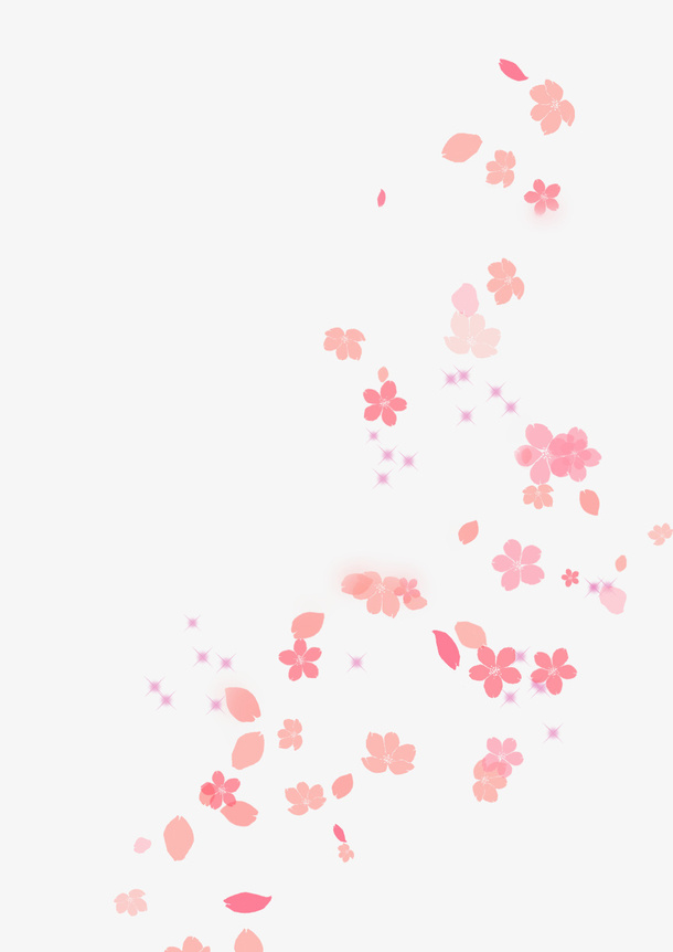 樱花 花瓣飘落 粉色免抠动植物植物元素