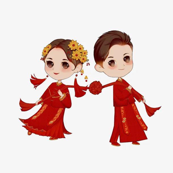 中国风新娘新郎免抠
