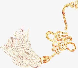 金色中国结新年贺卡免抠