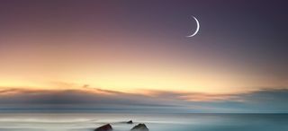 风景蓝天红云月亮背景高清