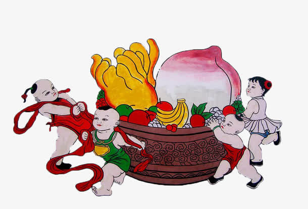 胖娃娃寿桃祝寿免抠素材免抠