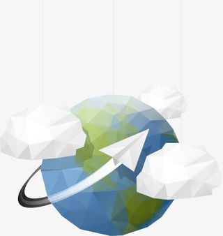 矢量手绘低多边形地球免抠