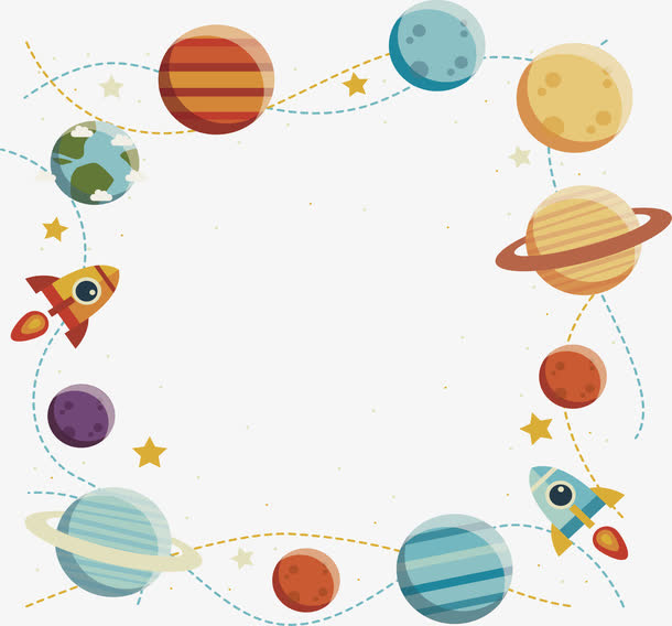 火箭星球装饰框免抠