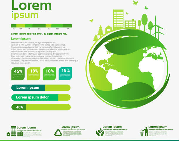 绿色地球村信息图表免抠