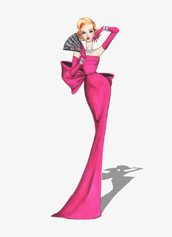 高端女式晚礼服插画免抠