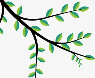 矢量图水彩树枝树叶免抠