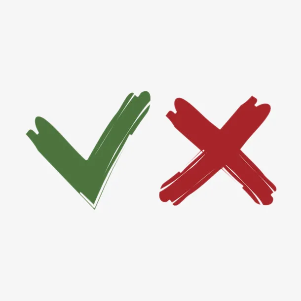 手绘绿红色对勾免抠