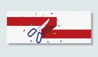 折纸红丝带剪彩典礼免抠