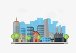 城市建筑插画素材免抠