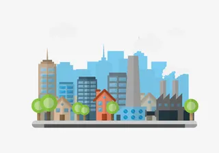 城市建筑插画素材免抠