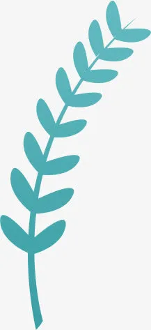 卡通蓝叶子树枝免抠